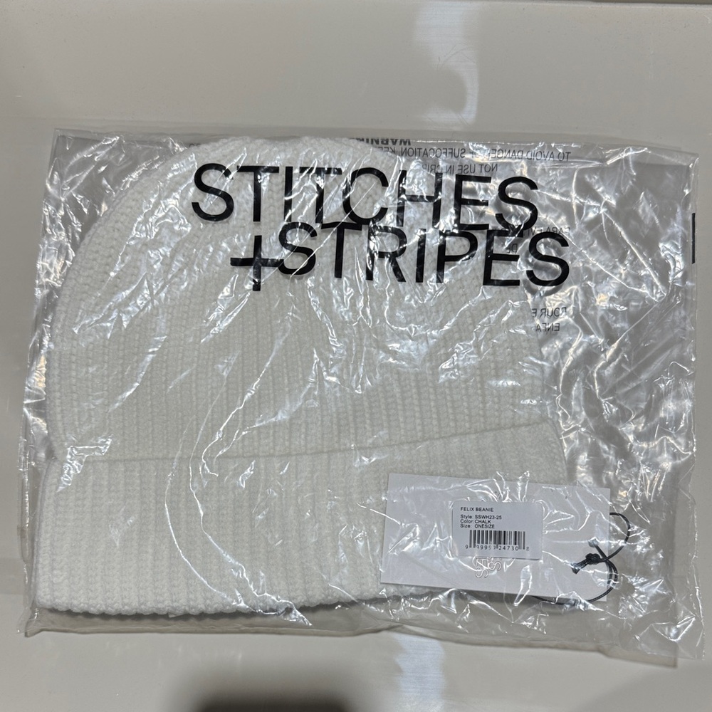 Stitches + Stripes Felix Beanie in Chalk